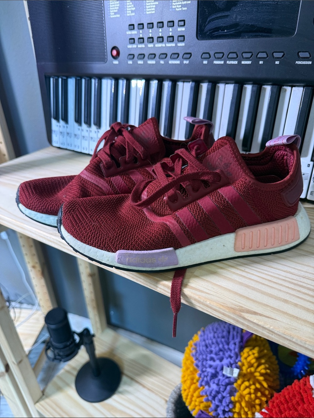 KiBurgundy Athletic Sneakers - Adidas NMD Style